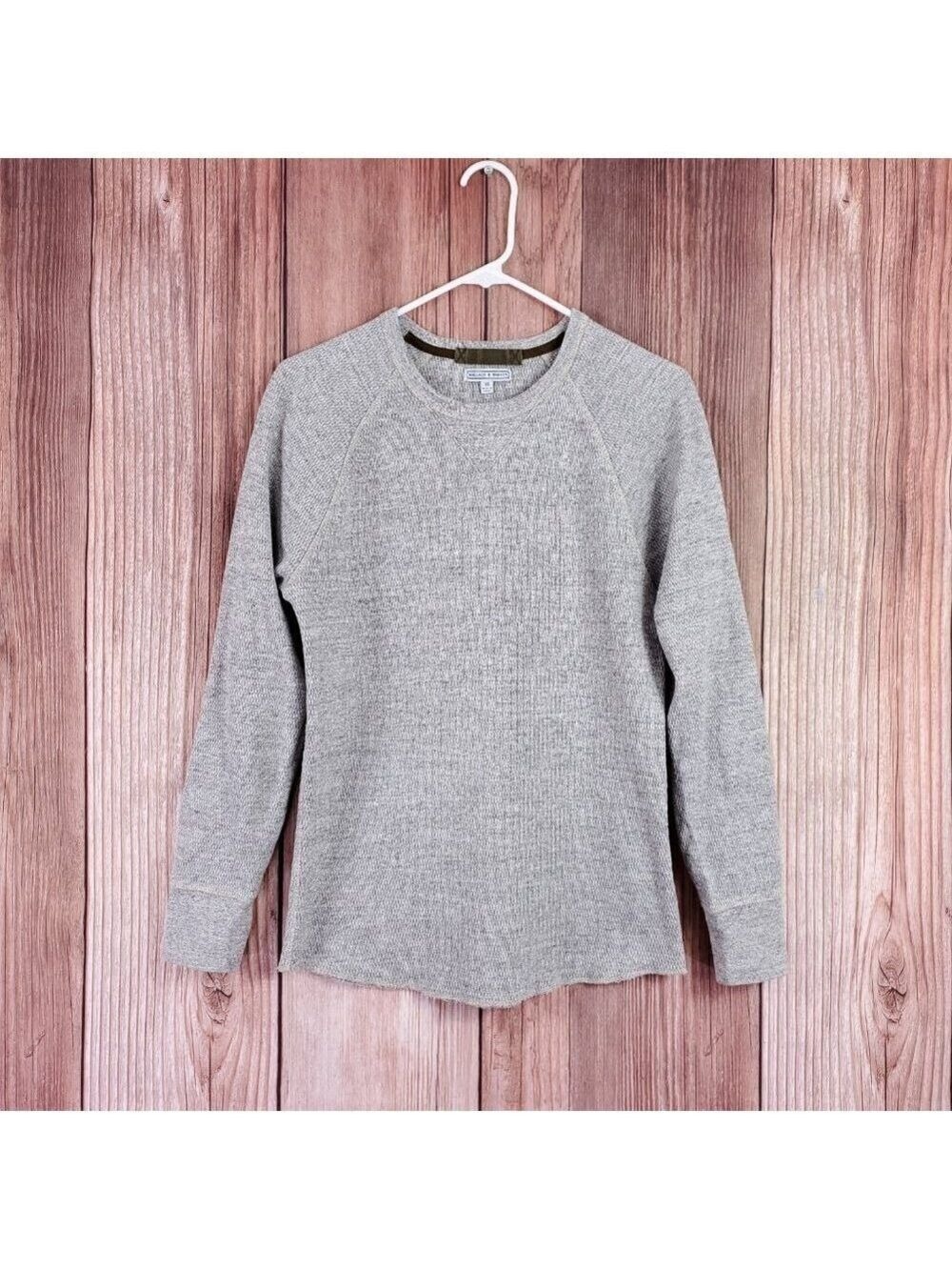 Wallace & Barnes Mens XS Marled Gray Honeycomb Thermal Crewneck Shirt Cotton